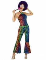 Déguisement disco zébré multicolore femme