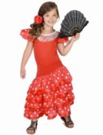Déguisement Danseuse Flamenco Rouge à Pois Blanc Fille