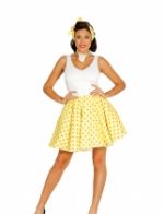Jupe et foulard jaune à pois années 50 femme