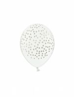 6 Ballons en latex blancs pois argentés 30 cm