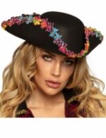 Chapeau pirate avec fleurs multicolores adulte