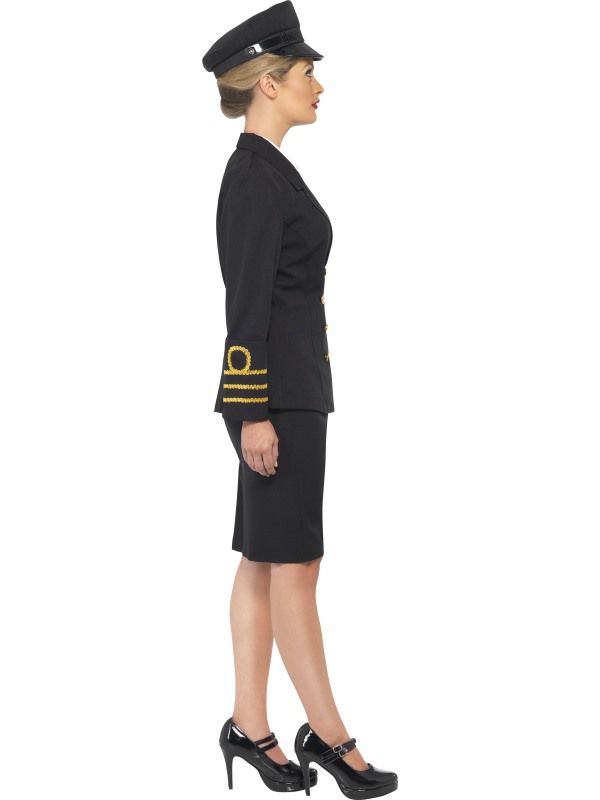 veste femme noir jupe fausse chemise et coi Smiffys Costume dofficier de la marine 
